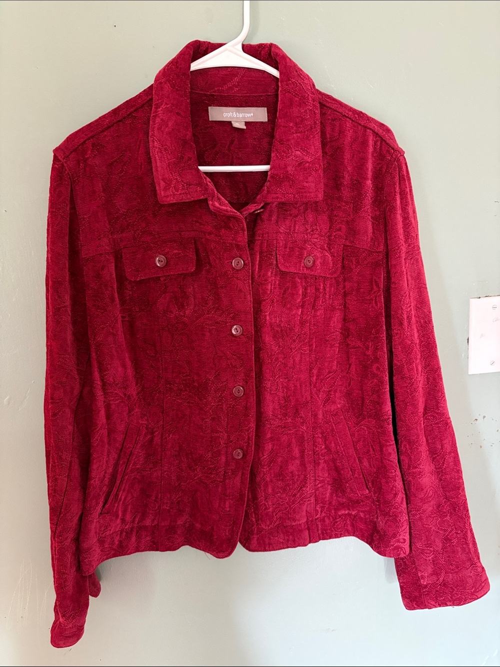 croft & barrow Deep Red Textured Button-Up Jacket